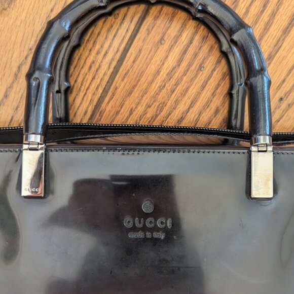 Vintage Gucci Patent Leather Bamboo Top Handle Bag - Picture 6 of 7